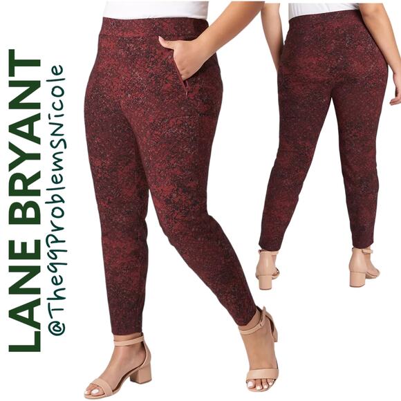 Lane Bryant On the Go Ankle Pants in Zindfandel Viper Print - Picture 1 of 10
